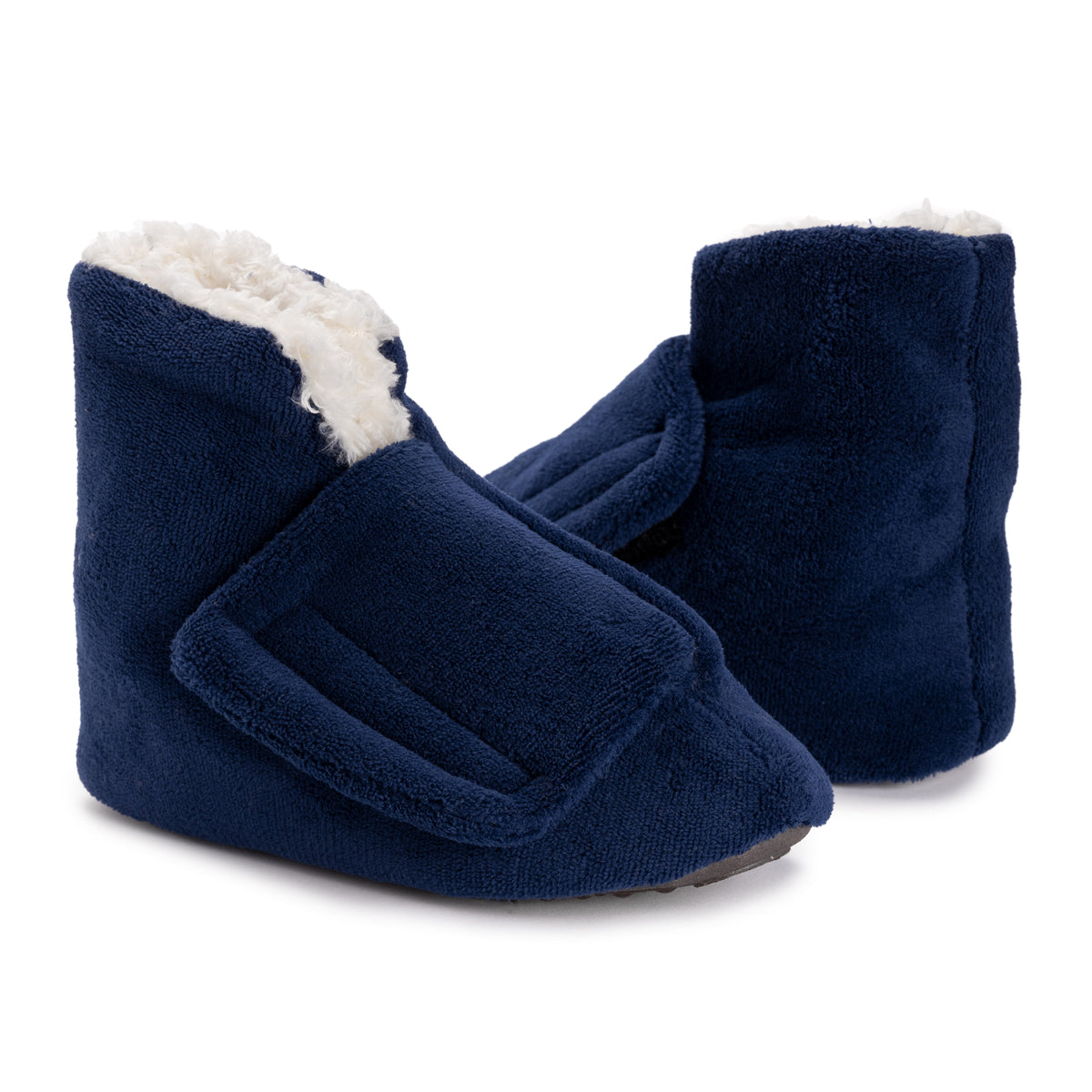 Wide Opening Sheepskin Cabin Slippers with Velcro Closure