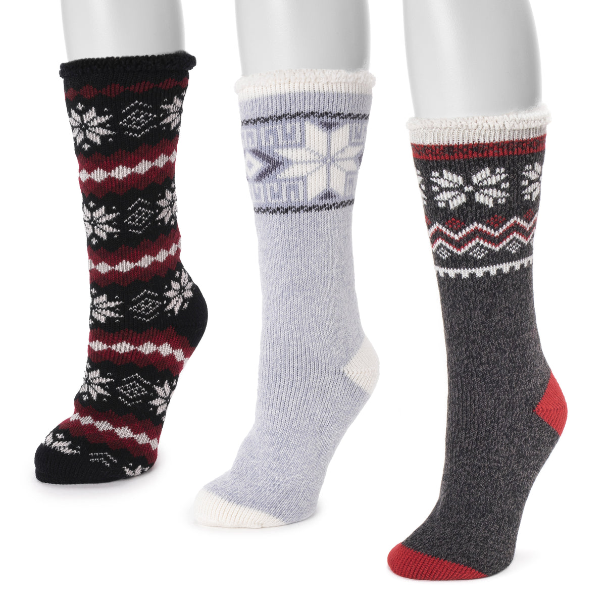 MUK LUKS Cuff Slipper Sock with Anti-Skid Sole - 9271715