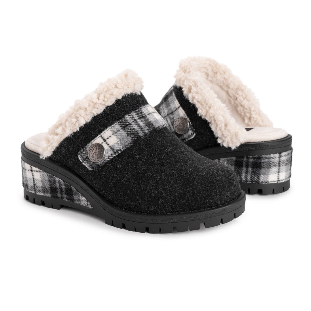 Women s Norway Bergen Wedge Clog Shoes Black MUK LUKS