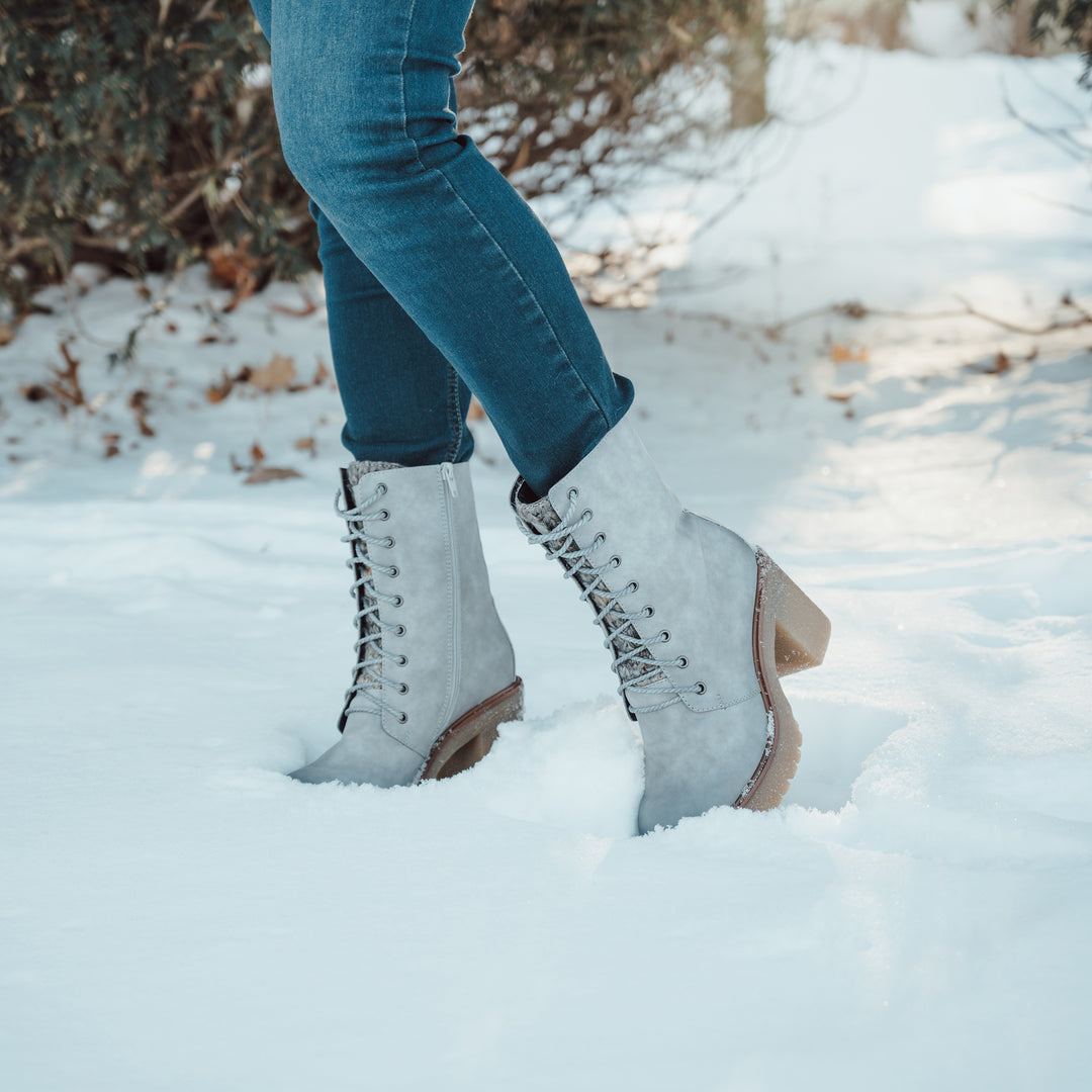 Women s Riser Jazz Heeled Boots Grey MUK LUKS